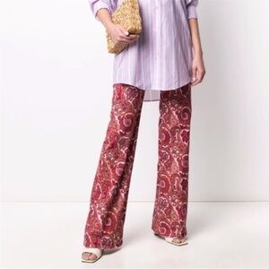 NWT Anthropologie Maeve Maria Pink Jacquard Flare Trousers